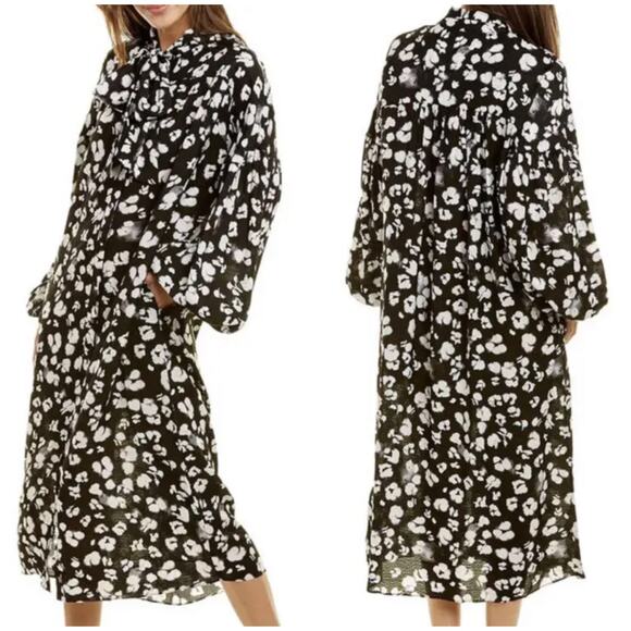 Ted Baker London NWT Wilmy Floral Longline Neck Bow Dress Size 2 (US 6) Black - Picture 1 of 10